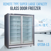 Supermarket komersial freezer makanan beku dengan pintu kaca